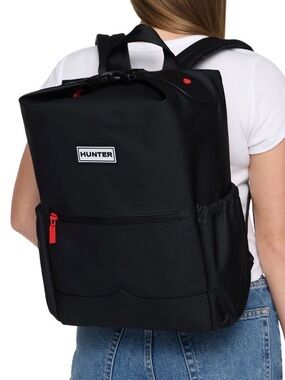 Hunter Top Clip Water Resistant Backpack - Black with Red Accents
